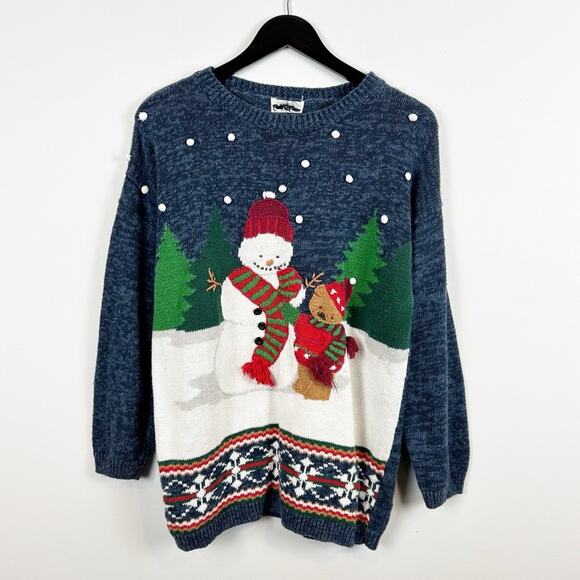 Carly St. Claire Sweaters - Vintage Carly St. Claire Snowman Embroidered Christmas Sweater Size Medium